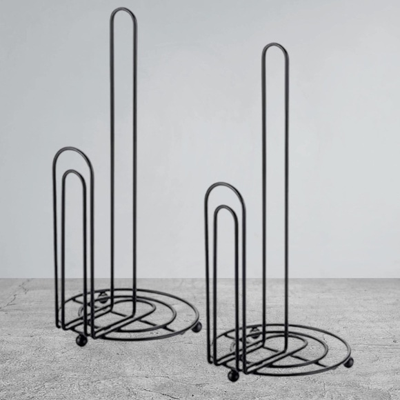 Home Basics Minimalist Wire Paper Towel Holder Dispenser Stand Black Set of 2 . - Picture 12 of 12